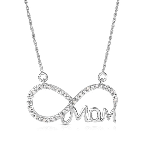 1/10 Cttw Diamond Infinity Necklace for Women in Rhodium Plated 925 Sterling Silver