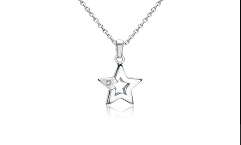 Diamond Accent Star Necklace Earrings or Bracelet for Girls in Sterling Silver