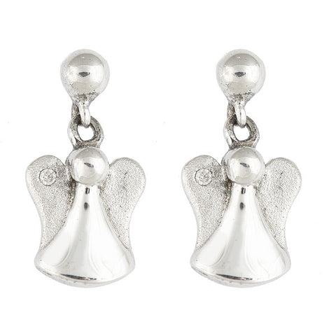 Diamond Accent Angel Dangle Earrings or Bangle for Girls in Sterling Silver