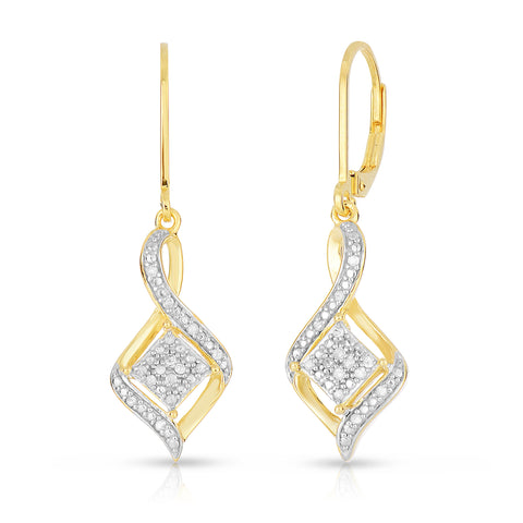 Dangling Diamond Jewelry for Women in Yellow Gold Plated Silver