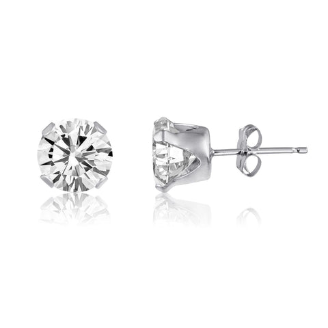 2 Cttw Genuine White Topaz Stud Earrings in Rhodium Plated Sterling Silver