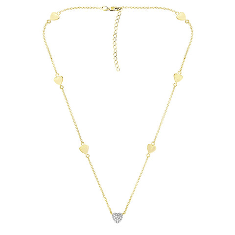 1/10 Cttw Diamond 6 Station Heart Yellow Necklace