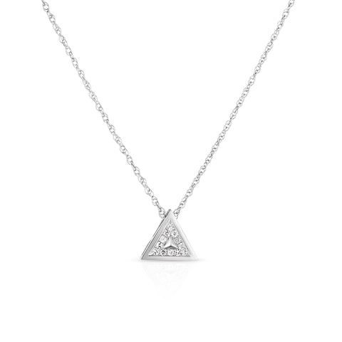 1/10 Cttw Diamond Triangle Necklace in Rhodium Plated Sterling Silver
