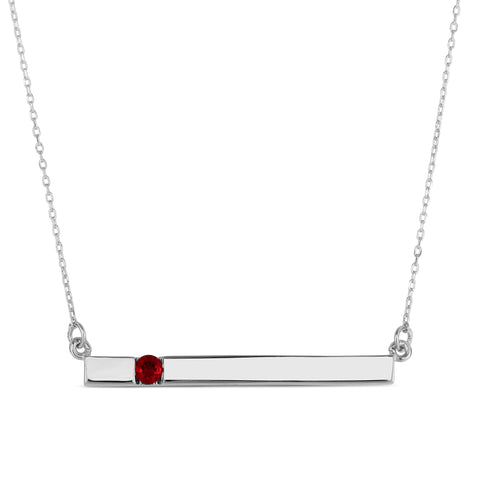 1/3 Cttw Diamond Laboratory Created Gemstone Bar Necklace Rhodium Plated Silver