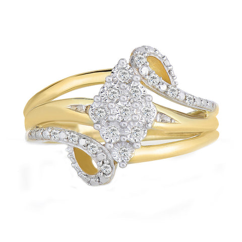 1/7 Cttw Diamond Fashion Ring in Yellow Gold Plated Sterling Silver