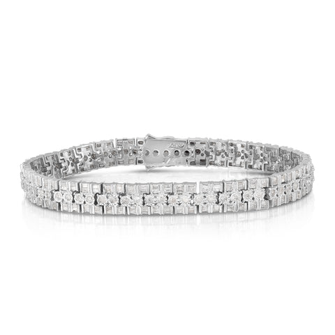Fashion Link 3 Cttw Diamond Bracelet Rhodium Plated Silver