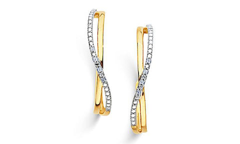 Diamond Accent Hoop Earrings Yellow Gold Plated Silver (Color J/Clarity I2-I3)