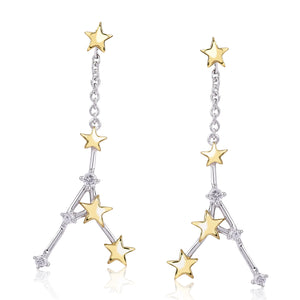 1/15 Cttw Diamond Two Tone Astrological Sign Cancer Earrings