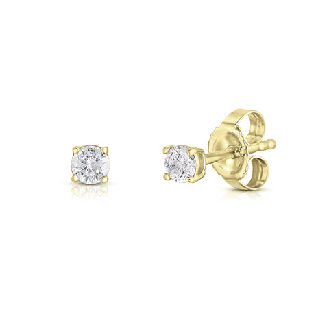 1/5 Cttw Genuine Diamond Stud Earrings in 14K Gold