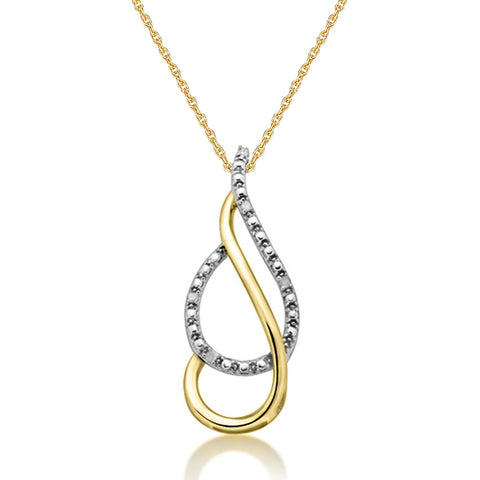 Diamond Accent Teardrop Shaped Necklace in Sterling Silver