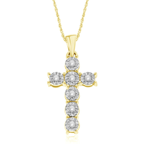 1/10 Cttw Diamond Cross Necklace in Sterling Silver