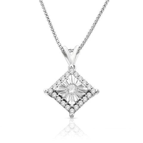 1/4 Cttw Diamond Necklace in Rhodium Plated Sterling Silver