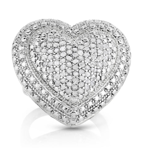 1 Cttw Diamond Pave Heart Statement Ring