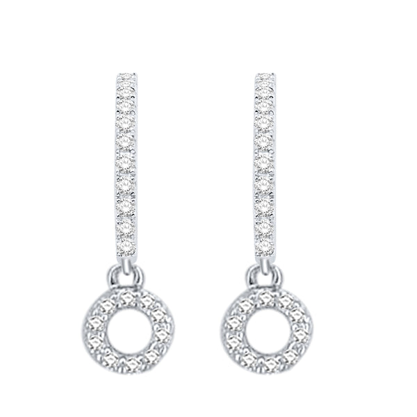 Diamonds "O" Dangle Hoop Earrings, Sterling Silver