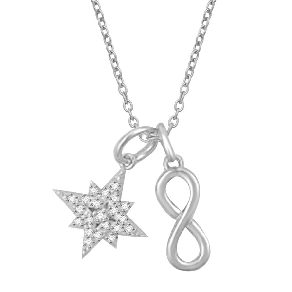 0.10 Cttw Diamond Multi-Pendant, Sterling Silver