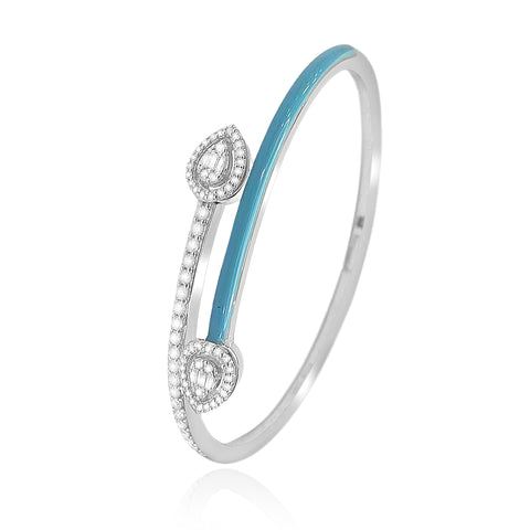 0.75 ctw Diamonds Blue Enamel  Bracelet, Sterling Silver