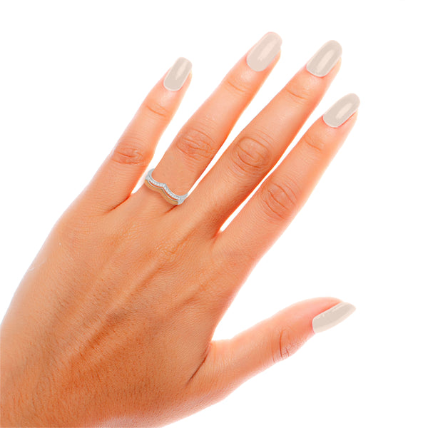 Enamel Diamond Chevron Ring, Sterling Silver