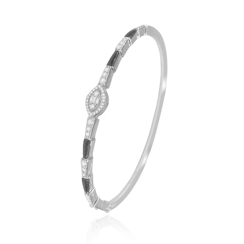 0.50ctw Diamonds Black Enamel  Bracelet, Sterling Silver