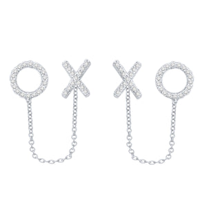 Diamonds X & O Double Stud Earrings, Sterling Silver