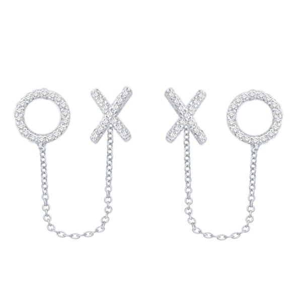 Diamonds X & O Double Stud Earrings, Sterling Silver