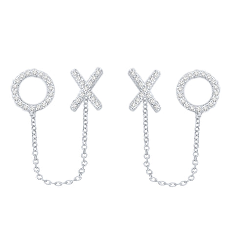 Diamonds X & O Double Stud Earrings, Sterling Silver