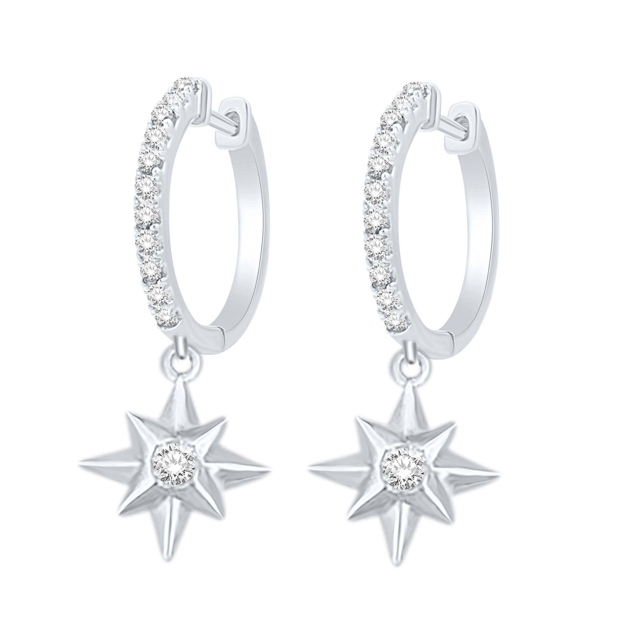 Diamonds North Star Hoop Earrings, Sterling Silver