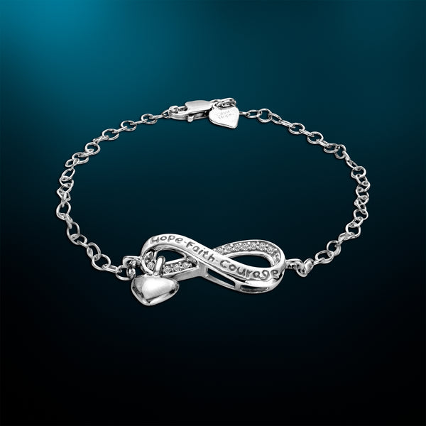 1/10 Cttw Diamond Infinity Heart Chain Bracelet