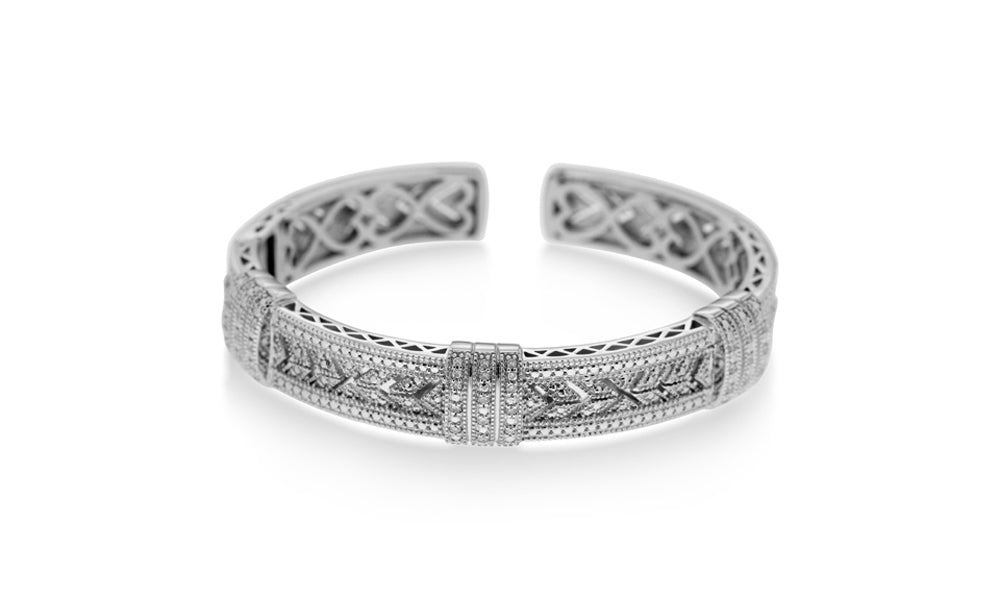 0.25 cttw Diamond Hindged Cuff, Sterling Silver