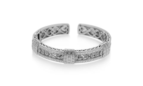 0.25 cttw Diamond Hindged Cuff, Sterling Silver