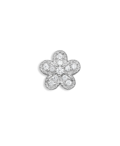 0.20 Cttw Floral Diamond Stud Earrings, Sterling Silver