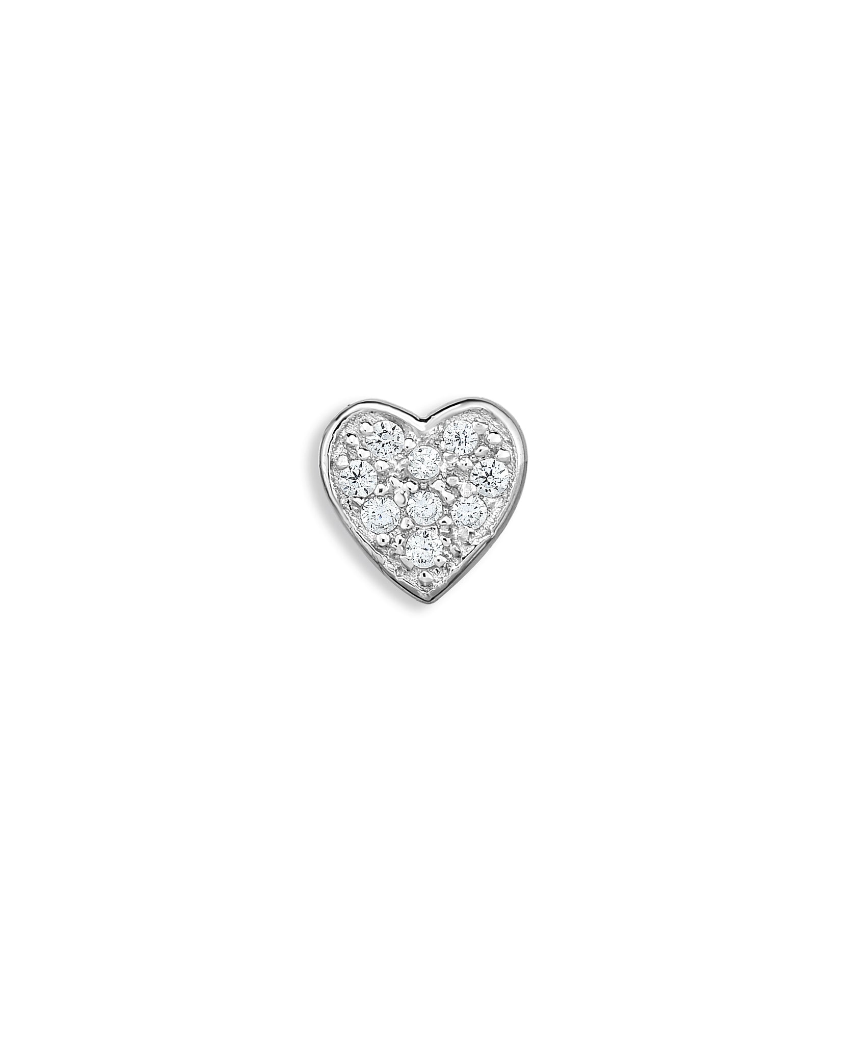 14K Gold Diamond Single Heart Stud Earrings