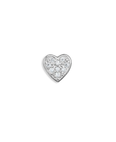 14K Gold Diamond Single Heart Stud Earrings