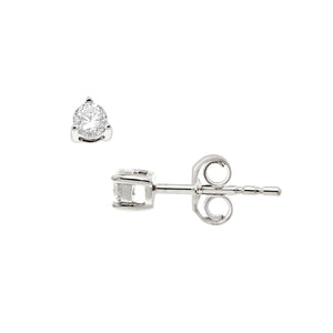 14K Gold Round Diamond Single Stud Earrings