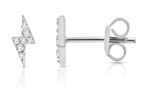 Diamond Single Lightning Earrings, Sterling Silver