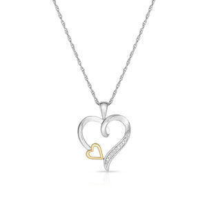 Diamond Accent Heart Necklace for Women in Rhodium Plated Sterling Silver