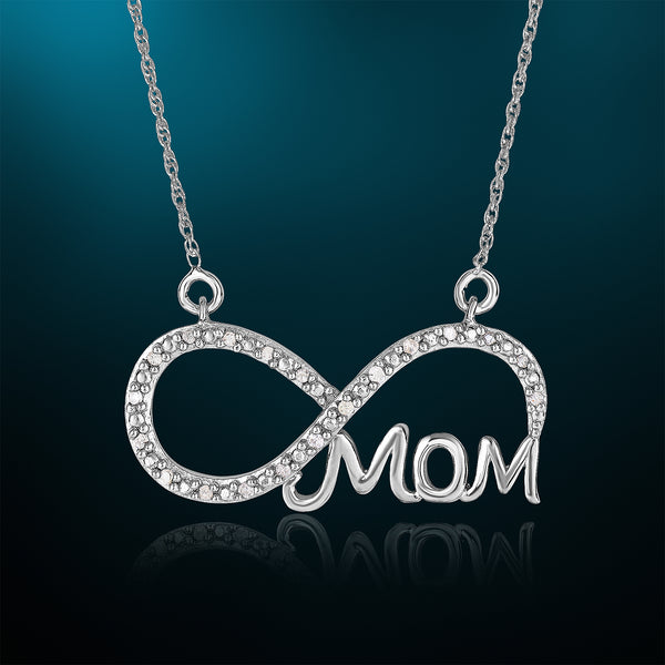 1/10 Cttw Diamond Infinity Necklace for Women in Rhodium Plated 925 Sterling Silver