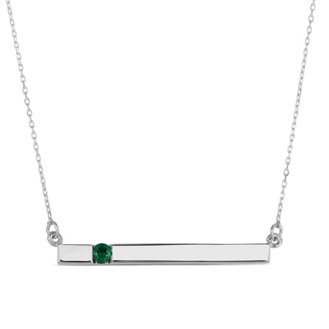 0.30 Cttw Gemstone Bar Necklace, Sterling Silver