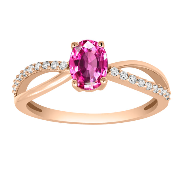 Gemstone Garnet & White Topaz Ring, 14K Rose Gold