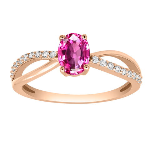 Gemstone Garnet & White Topaz Ring, 14K Rose Gold