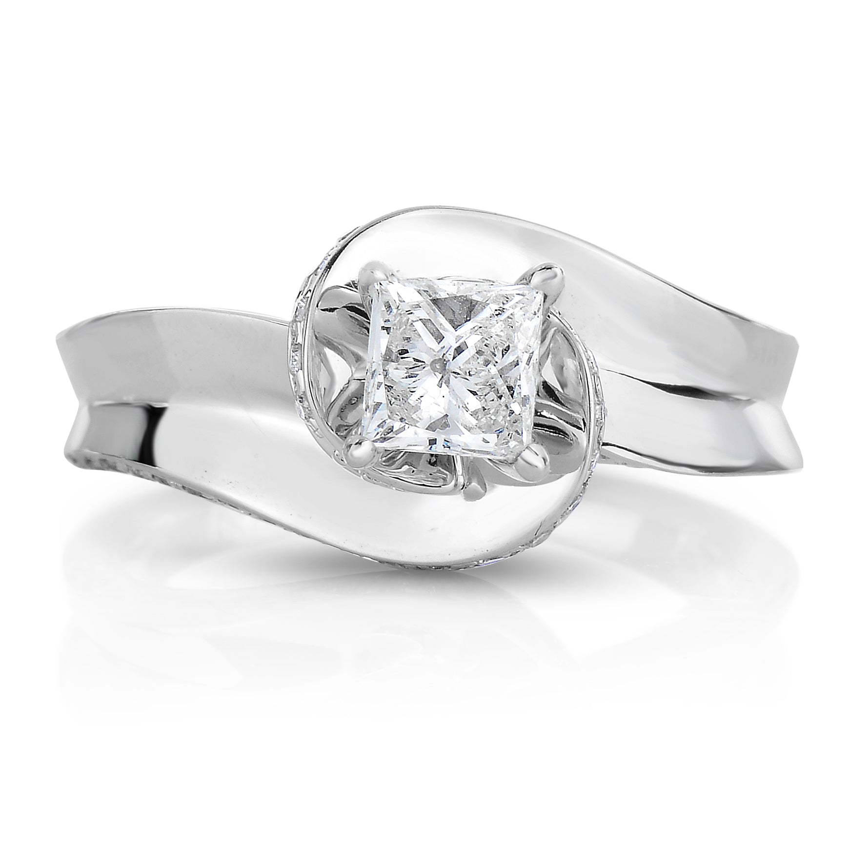 1.00 Cttw Princess-Cut Diamond Ring, 14K White Gold