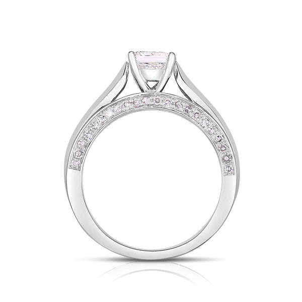 1.00 Cttw Princess Cut Diamond Ring, 14K White Gold