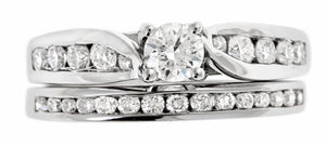 1.00 Cttw Diamond Bridal Ring Set, 14K White Gold