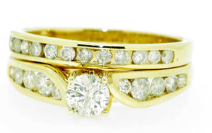 1.00 Cttw Diamond Bridal Ring Set, 14K Yellow Gold