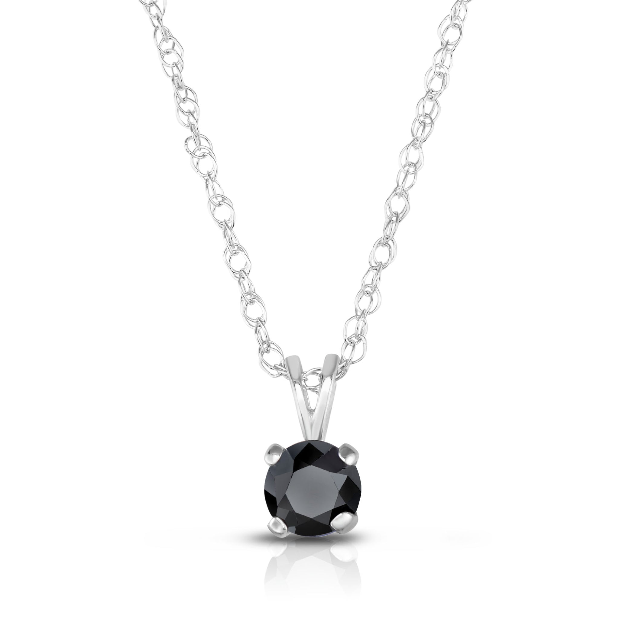 1 Cttw Round Black Diamond Necklace and Earrings Set, Sterling Silver