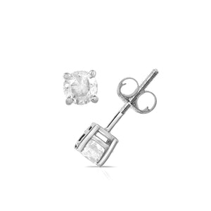 0.50 Cttw Diamond Stud Earrings, 14K White Gold