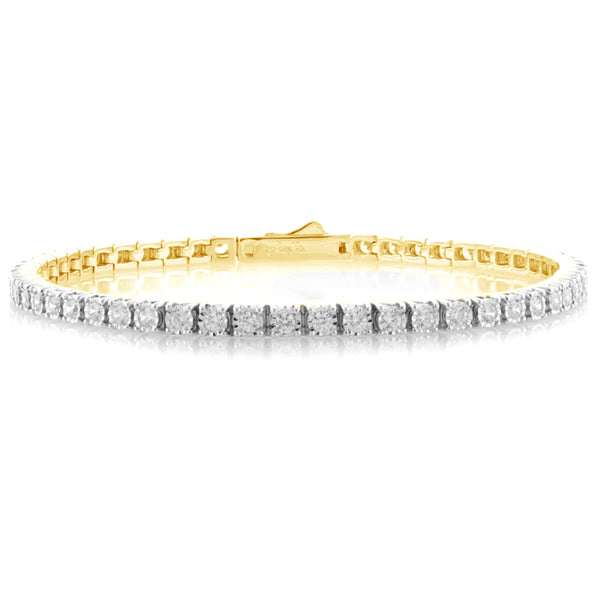 2.00 Cttw Diamond Tennis Bracelet, 14K Yellow Gold