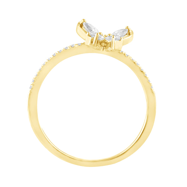 0.50 Cttw Diamond Butterfly Ring, 14K Yellow Gold