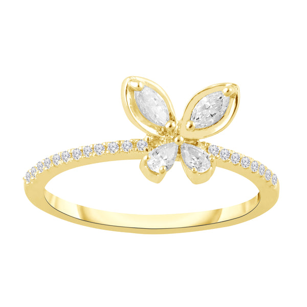 0.50 Cttw Diamond Butterfly Ring, 14K Yellow Gold