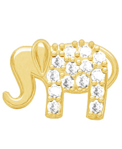 0.10 Cttw Diamond Single Elephant Earring, 14K Yellow Gold