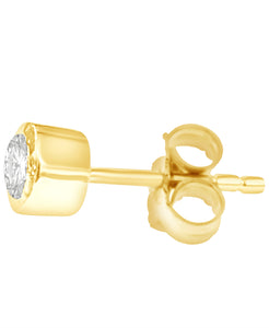 0.15 Cttw Diamond Single Bezel Stud Earring, 14K Yellow Gold